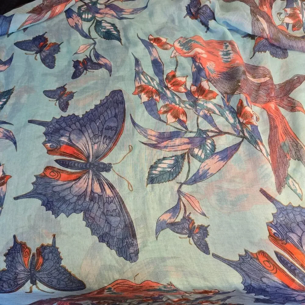 Romano Fiorenti italian silk blend butterfly bird shawl scarf